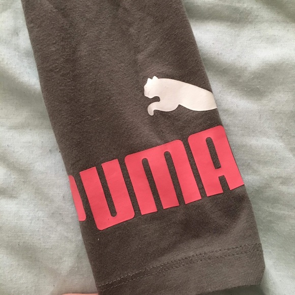 Girls dark grey with pink logo Puma leggings - Picture 3 of 3